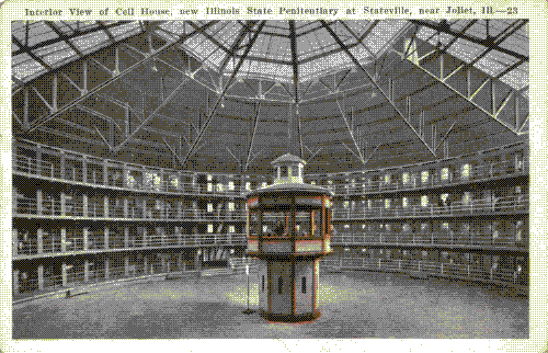 A postcard showing a prison built in the style of Bentham&rsquo;s Panopticon.